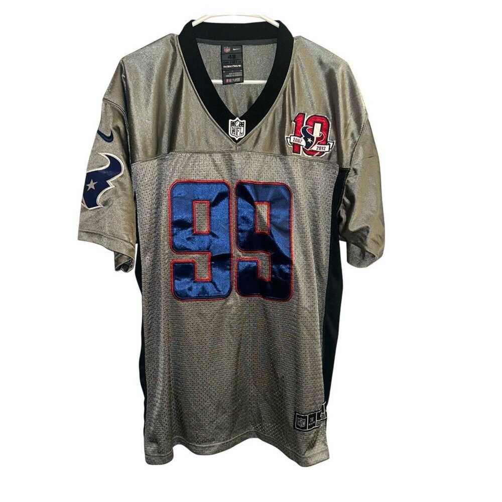 Nike Houston Texans JJ Watt #99 Gray 10 Year On Field Football Jersey Size 48